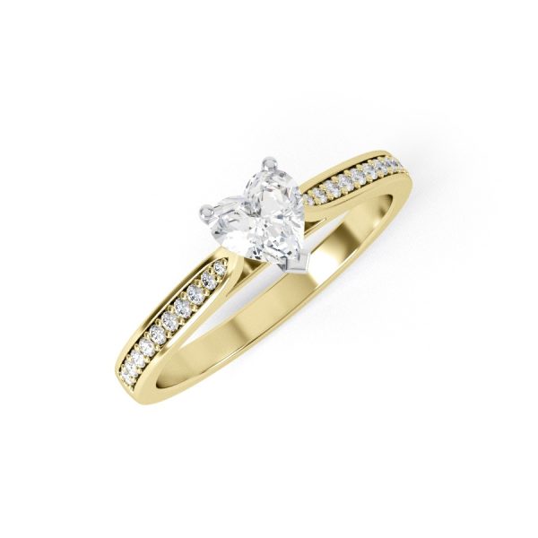 Eng - CHLOE | Heart shape tapering channel shoulder set Diamond Ring - Image 5