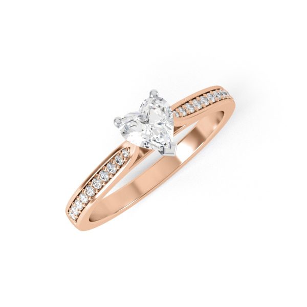 Eng - CHLOE | Heart shape tapering channel shoulder set Diamond Ring - Image 6