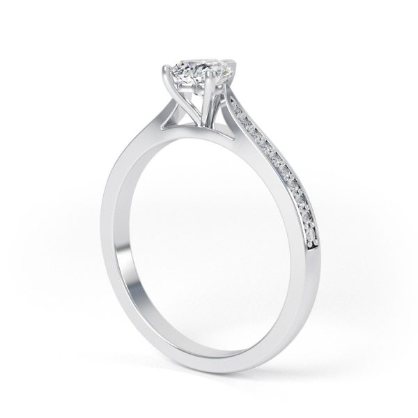 Eng - CHLOE | Heart shape tapering channel shoulder set Diamond Ring - Image 7