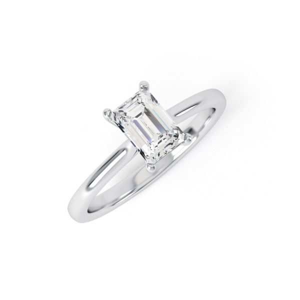 Eng - NOELLE | Emerald Cut Diamond set on a petite solitaire set Engagement Ring