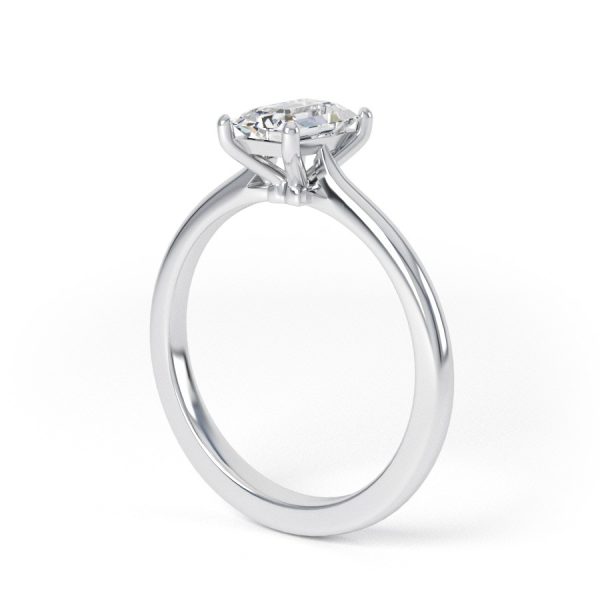 Eng - NOELLE | Emerald Cut Diamond set on a petite solitaire set Engagement Ring - Image 3