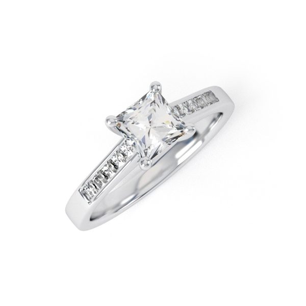 Eng - ROWAN | Princess cut Princess Channel Set Shoulder Diamond Ring