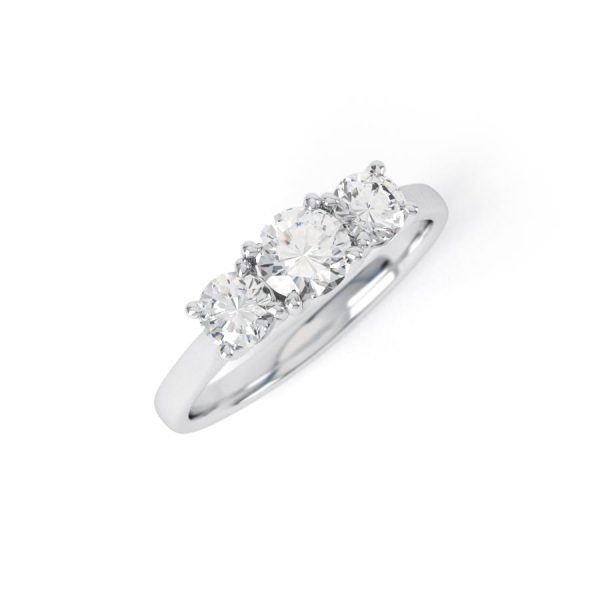 Eng - MAY | Four Claw Set Trilogy Diamond Ring