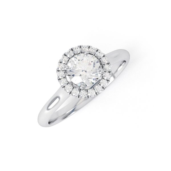 Eng - AVA | Straight Band Elegant Halo Set Engagement Ring