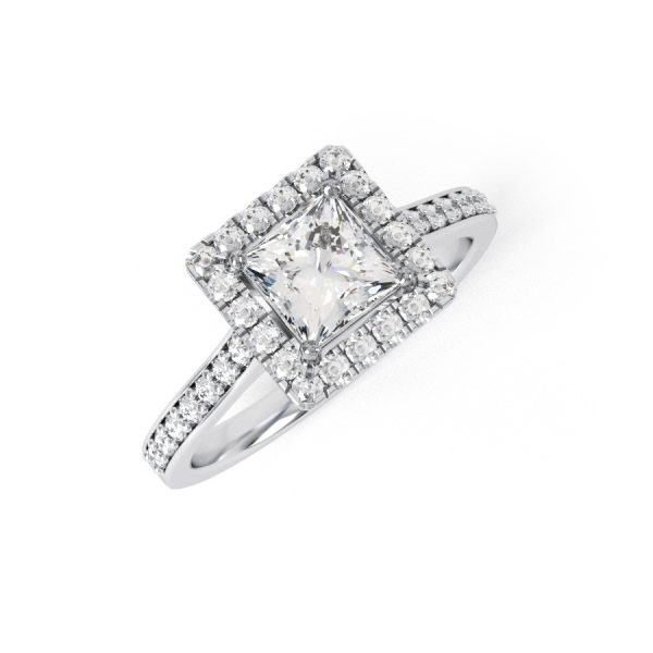 Eng - EDEN | Princess cut halo and shoulder diamond set engagement ring