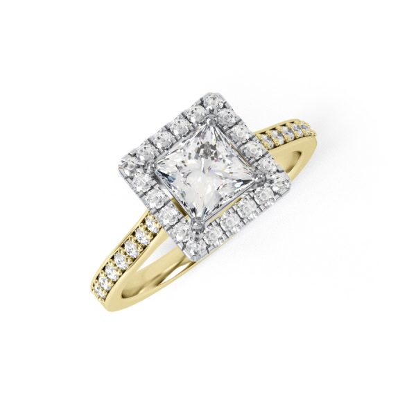 Eng - EDEN | Princess cut halo and shoulder diamond set engagement ring - Image 5