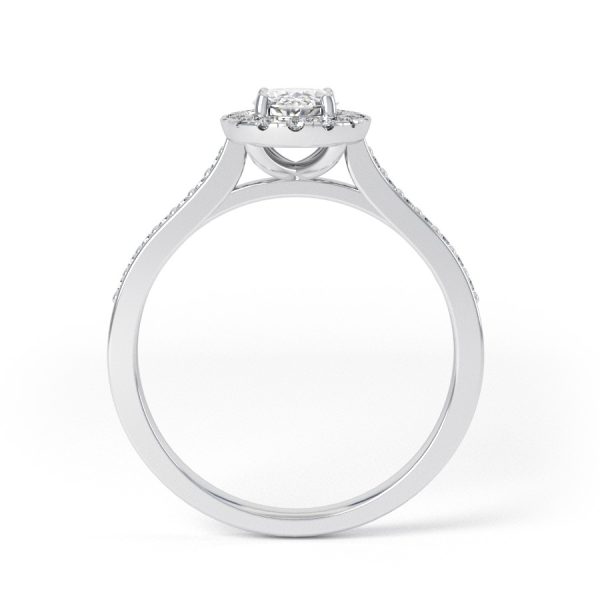 Eng - ALIIA 18ct Oval shape Halo and Channel Set shoulder diamond Engagement Ring - Image 2