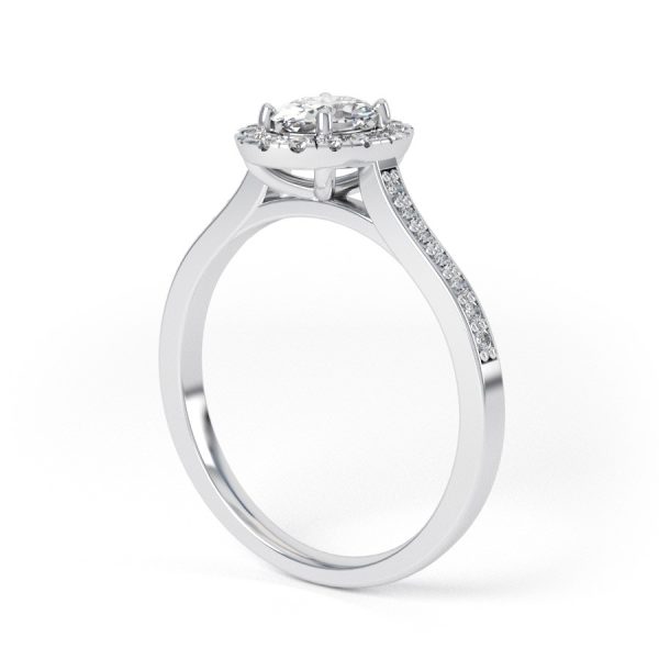 Eng - ALIIA 18ct Oval shape Halo and Channel Set shoulder diamond Engagement Ring - Image 7