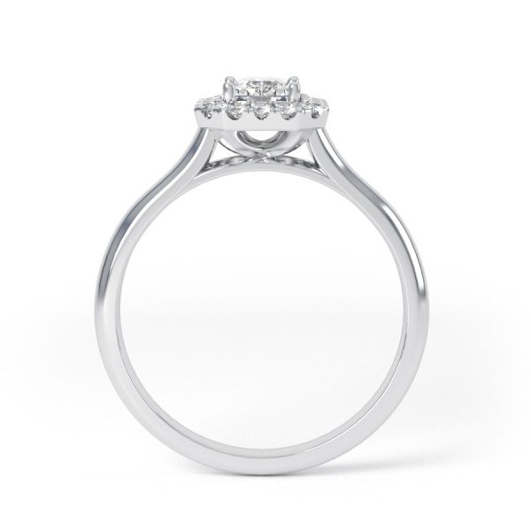 Eng - AMELIA | Elegant Halo set Emerald Cut Curved band Engagement Ring - Image 2