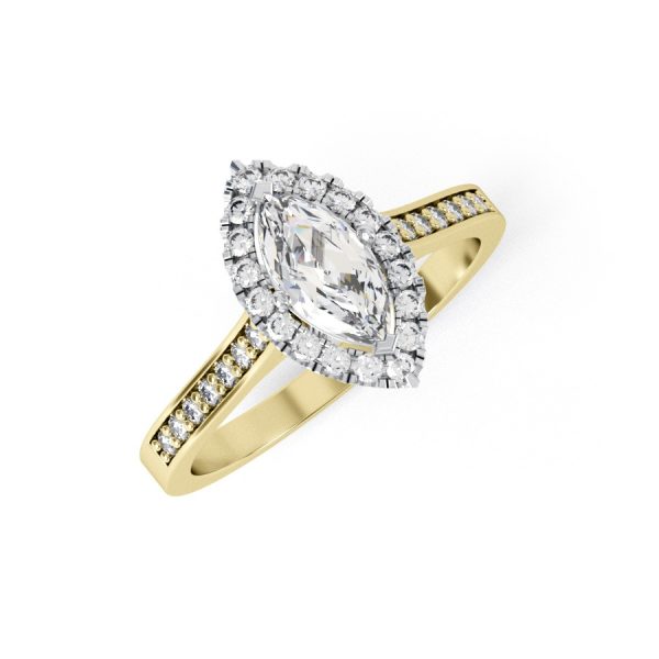 Eng - BRIE | Marquise shape Halo and shoulder channel set Engagement Ring - Image 4