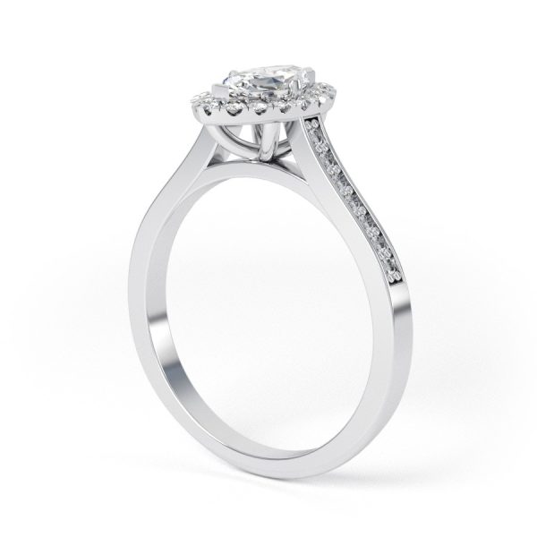 Eng - BRIE | Marquise shape Halo and shoulder channel set Engagement Ring - Image 3