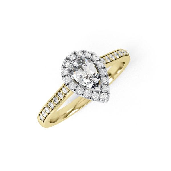 Eng - WILLOW | Pear shape Halo and pave shoulder set Engagement Ring - Image 5