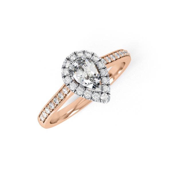 Eng - WILLOW | Pear shape Halo and pave shoulder set Engagement Ring - Image 6