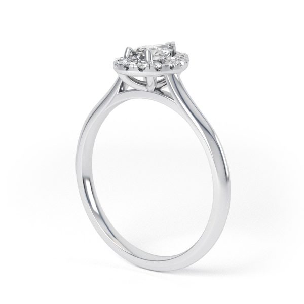 Eng - SAVANNAH 18ct Pear shape halo set curve edge Engagement Ring - Image 7