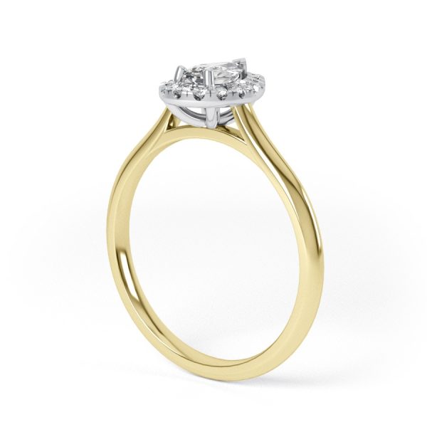 Eng - SAVANNAH 18ct Pear shape halo set curve edge Engagement Ring - Image 8