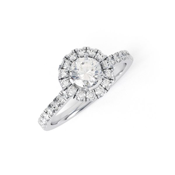 Eng - BROOKLYN | Round Diamond Halo with Shoulder Set Diamond Engagement Ring