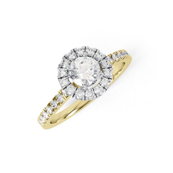 Eng - BROOKLYN | Round Diamond Halo with Shoulder Set Diamond Engagement Ring - Image 4