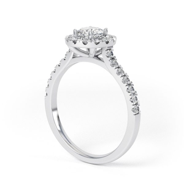 Eng - BROOKLYN | Round Diamond Halo with Shoulder Set Diamond Engagement Ring - Image 3