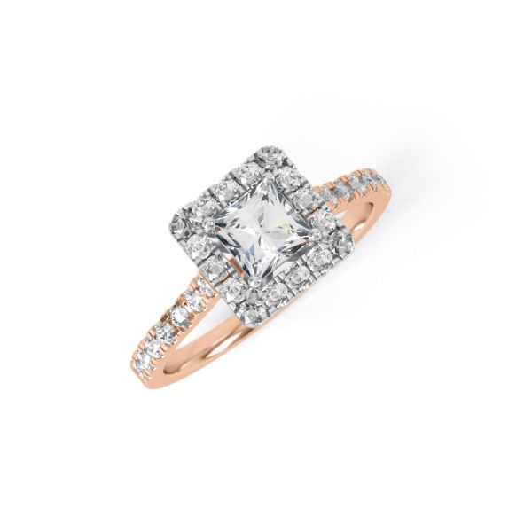 Eng - ALEXANDRA | Exclusive Princess cut Halo style shoulder Set Engagement Ring - Image 4