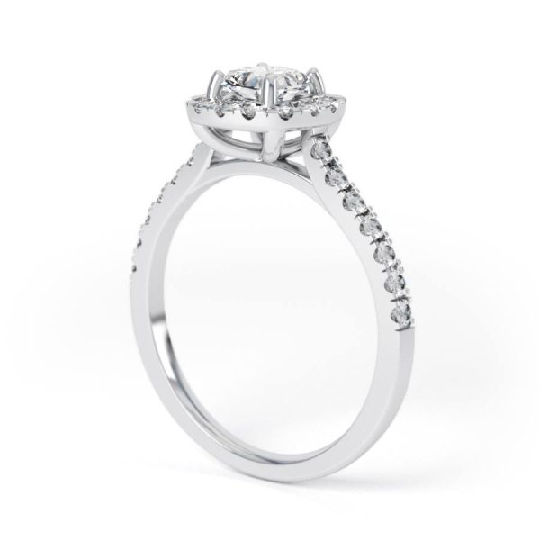 Eng - JASMINE | Cushion shape halo shoulder claw set Engagement Ring - Image 3