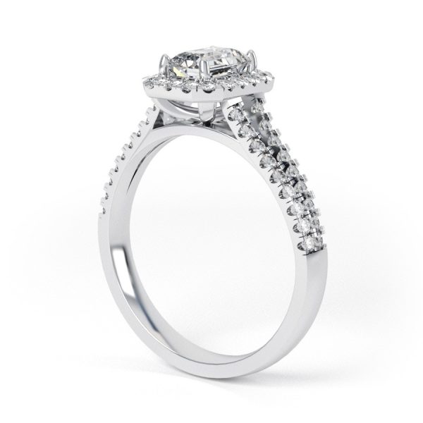 Eng - SYDNEY | Split shoulder set Emerald Cut Halo Ring - Image 7