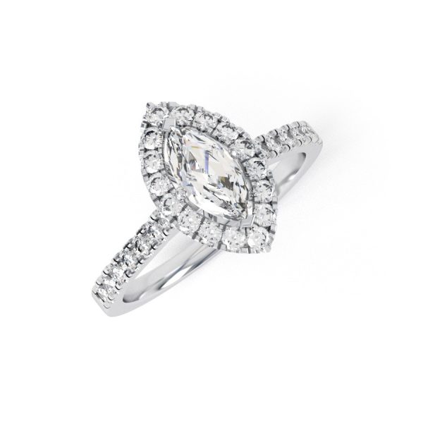 Eng - LEAH | Marquise shape Halo and shoulder claw set Ring