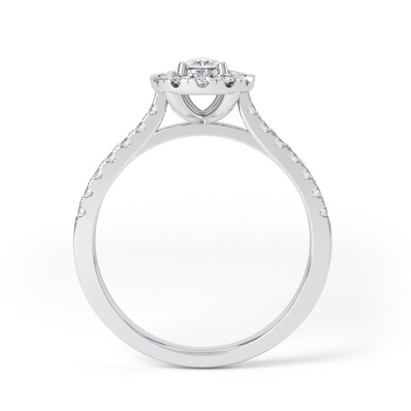 Eng - BAILIE | Emerald cut Halo with pave shoulder set Diamond Engagement Ring - Image 3