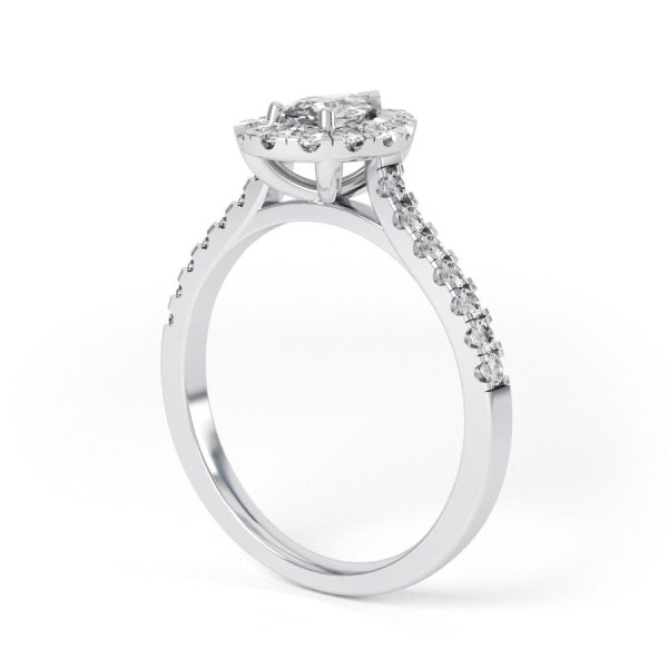 Eng - BAILIE | Emerald cut Halo with pave shoulder set Diamond Engagement Ring - Image 6