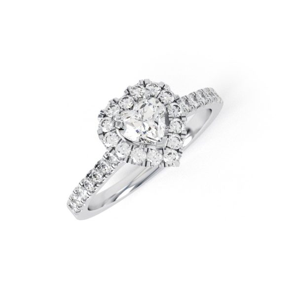 Eng - MELODY | Heart shape halo and shoulder set Diamond Engagement Ring